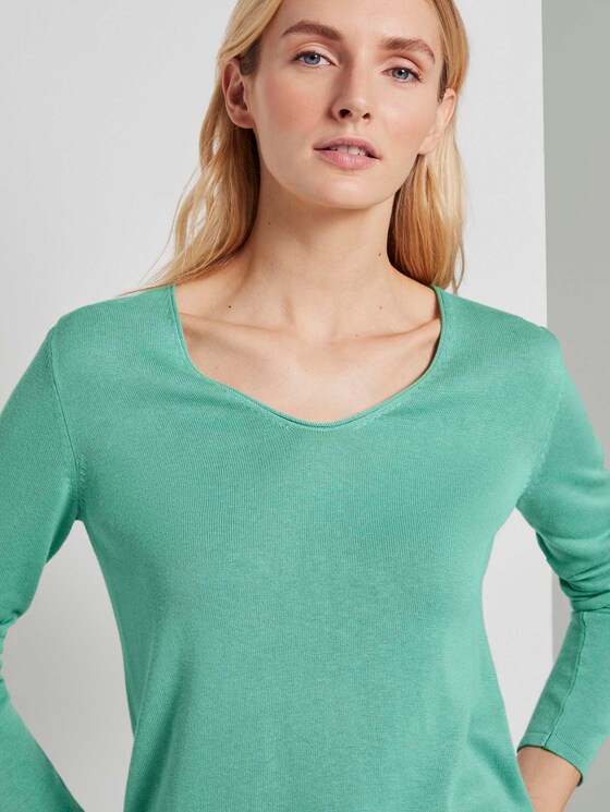 Pullover mit V-Ausschnitt - Frauen - soft leaf green Pullover mit V-Ausschnitt - Frauen - soft leaf green - 9 - TOM TAILOR