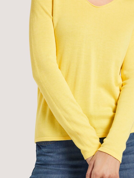 Pullover mit V-Ausschnitt - Frauen - smooth yellow melange Pullover mit V-Ausschnitt - Frauen - smooth yellow melange - 10 - TOM TAILOR
