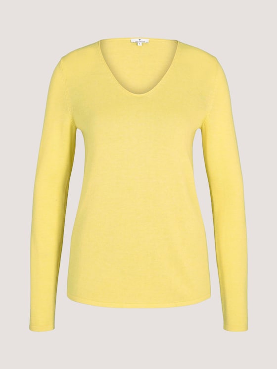 Jumper with V-neckline - Women - smooth yellow melange Jumper with V-neckline - Women - smooth yellow melange - 7 - TOM TAILOR