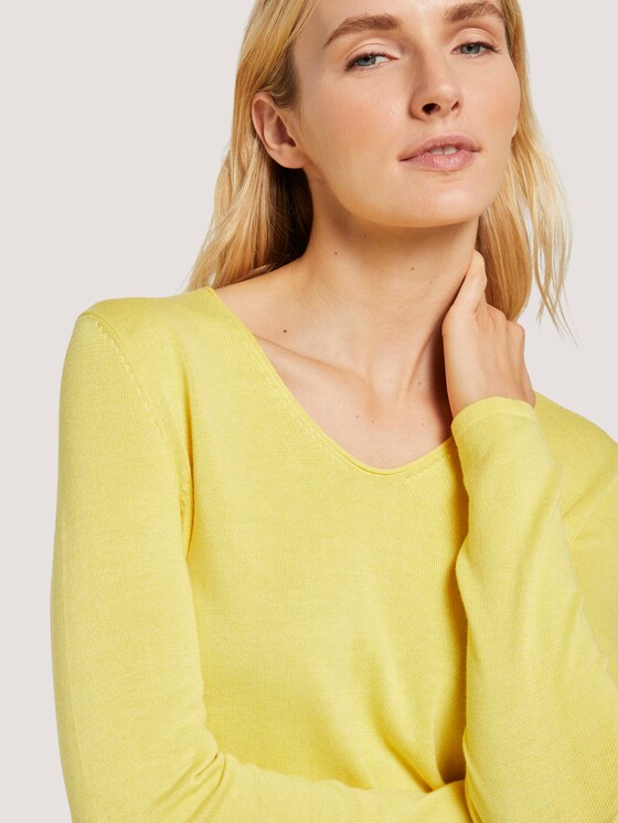 Pullover mit V-Ausschnitt - Frauen - smooth yellow melange Pullover mit V-Ausschnitt - Frauen - smooth yellow melange - 9 - TOM TAILOR