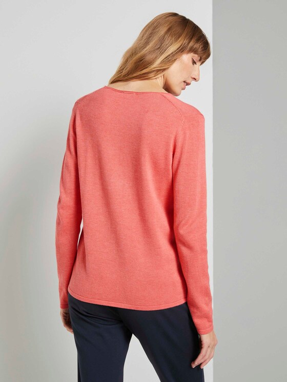 Jumper with V-neckline - Women - strong peach melange Jumper with V-neckline - Women - strong peach melange - 2 - TOM TAILOR