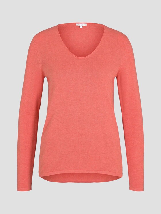 Jumper with V-neckline - Women - strong peach melange Jumper with V-neckline - Women - strong peach melange - 7 - TOM TAILOR