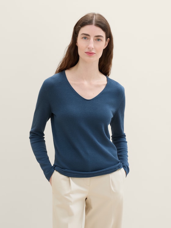 Pull à col en V par Women, nighttime blue