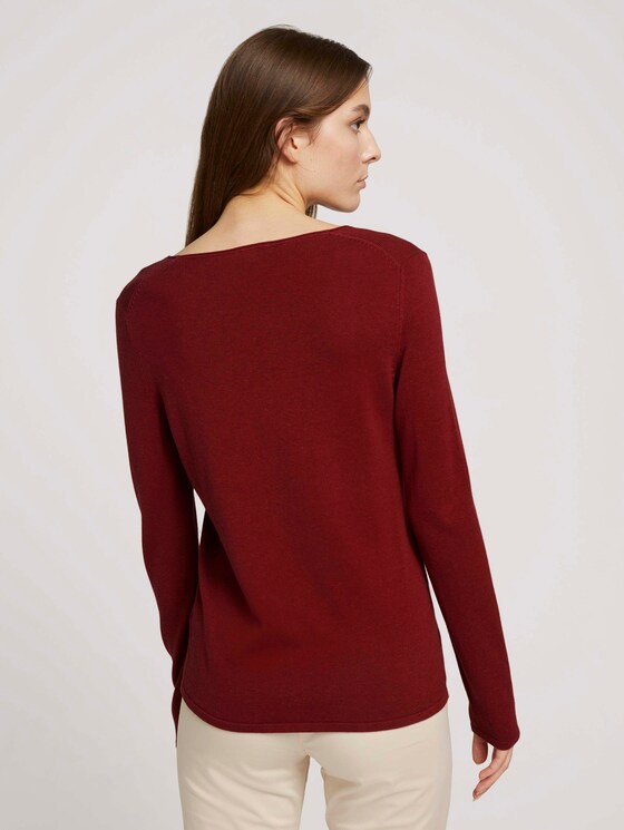 Pullover mit V-Ausschnitt - Frauen - Dark Red Mouline Melange Pullover mit V-Ausschnitt - Frauen - Dark Red Mouline Melange - 2 - TOM TAILOR
