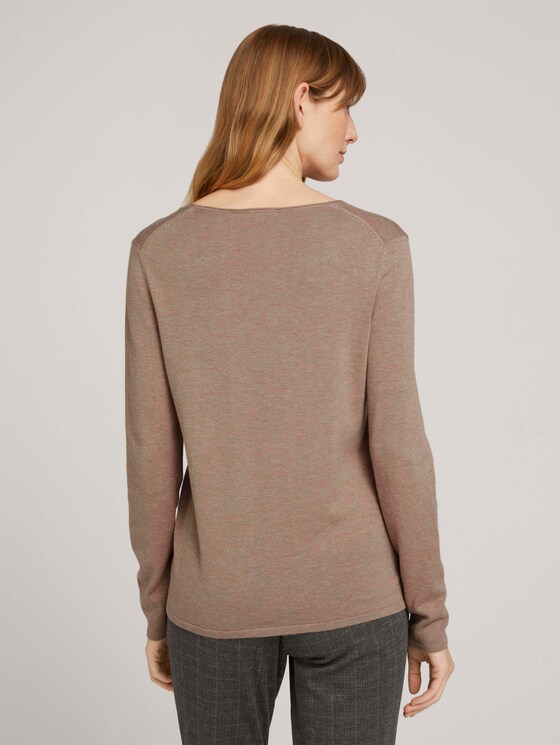 Jumper with V-neckline - Women - french clay beige melange Jumper with V-neckline - Women - french clay beige melange - 2 - TOM TAILOR