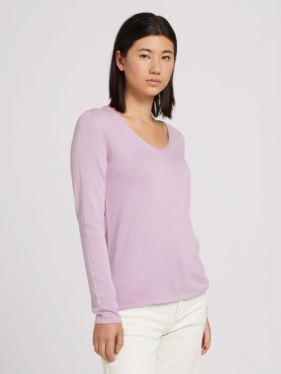Pullover mit V-Ausschnitt - Frauen - iris flower Pullover mit V-Ausschnitt - Frauen - iris flower - 1 - TOM TAILOR