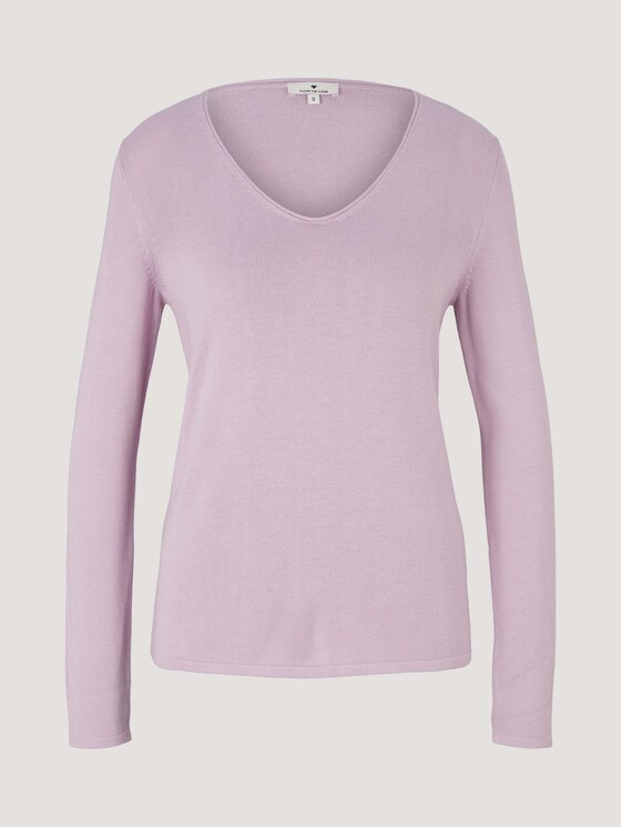 Pullover mit V-Ausschnitt - Frauen - iris flower Pullover mit V-Ausschnitt - Frauen - iris flower - 7 - TOM TAILOR