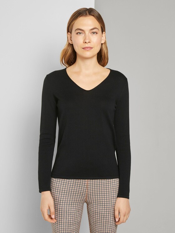 Pullover mit V-Ausschnitt - Frauen - Black Pullover mit V-Ausschnitt - Frauen - Black - 1 - TOM TAILOR