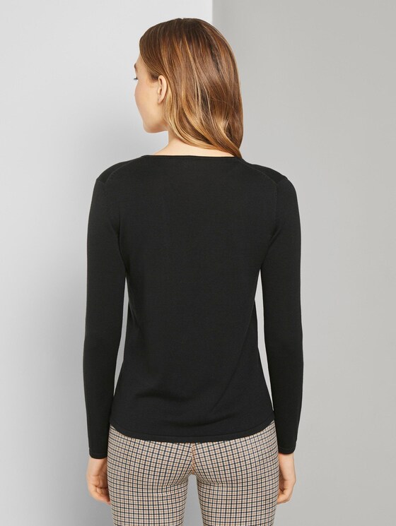 Pullover mit V-Ausschnitt - Frauen - Black Pullover mit V-Ausschnitt - Frauen - Black - 2 - TOM TAILOR