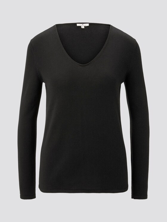 Pullover mit V-Ausschnitt - Frauen - Black Pullover mit V-Ausschnitt - Frauen - Black - 7 - TOM TAILOR