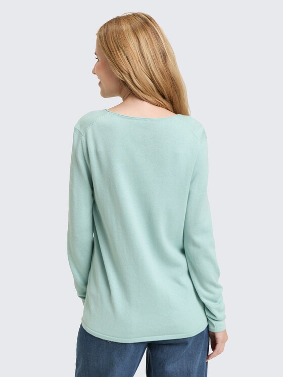 Gebreide trui met V-hals in blauw van Tom Tailor