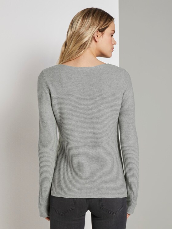 Jumper with knitted pattern - Women - Silver Grey Melange Jumper with knitted pattern - Women - Silver Grey Melange - 2 - TOM TAILOR