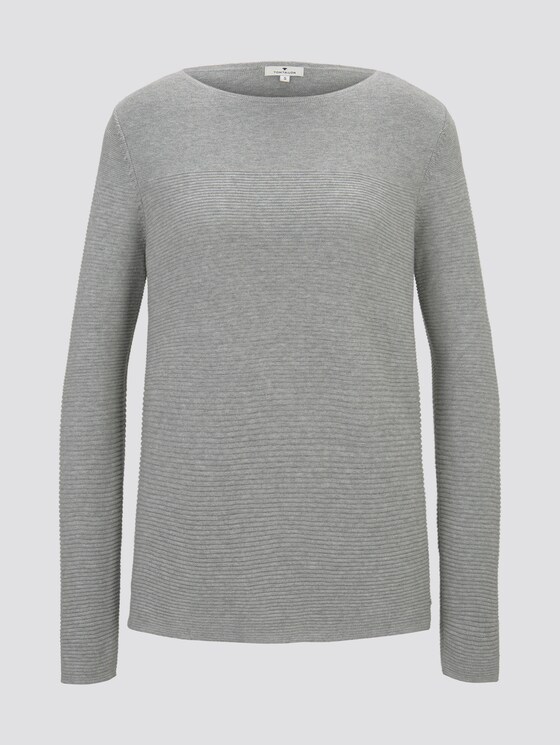 Jumper with knitted pattern - Women - Silver Grey Melange Jumper with knitted pattern - Women - Silver Grey Melange - 7 - TOM TAILOR