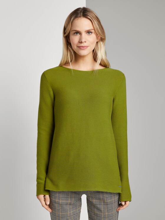 Trui met gebreid patroon - Vrouwen - wood green Trui met gebreid patroon - Vrouwen - wood green - 1 - TOM TAILOR