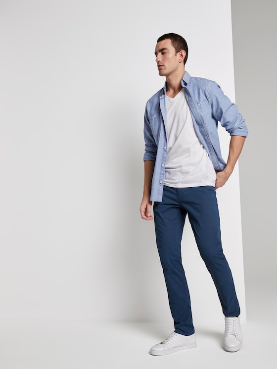 Travis Slim Chino - Mannen - blue herringbone design Travis Slim Chino - Mannen - blue herringbone design - 3 - TOM TAILOR