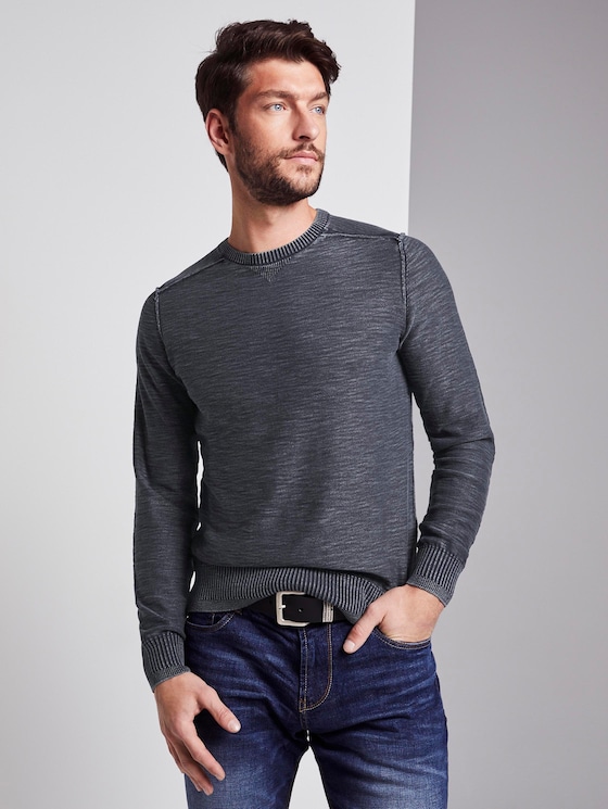 Sweater im washed-look par Men, sky captain blue