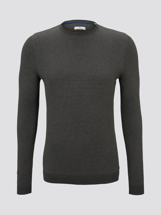 Gestreepte gebreide trui - Mannen - anthra grey fine stripe Gestreepte gebreide trui - Mannen - anthra grey fine stripe - 7 - TOM TAILOR