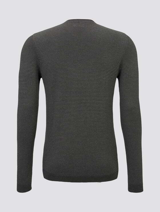 Gestreepte gebreide trui - Mannen - anthra grey fine stripe Gestreepte gebreide trui - Mannen - anthra grey fine stripe - 8 - TOM TAILOR