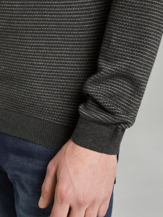 Gestreepte gebreide trui - Mannen - anthra grey fine stripe Gestreepte gebreide trui - Mannen - anthra grey fine stripe - 9 - TOM TAILOR