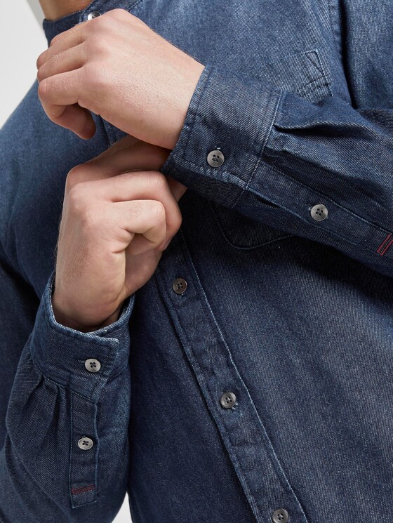 Denim shirt with chest pocket - Men - Rinsed Blue Denim Denim shirt with chest pocket - Men - Rinsed Blue Denim - 9 - TOM TAILOR Denim