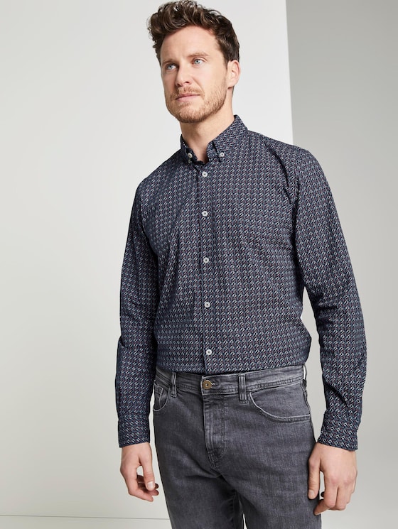 Gemustertes Hemd - Männer - navy red geometrical design Gemustertes Hemd - Männer - navy red geometrical design - 5 - TOM TAILOR