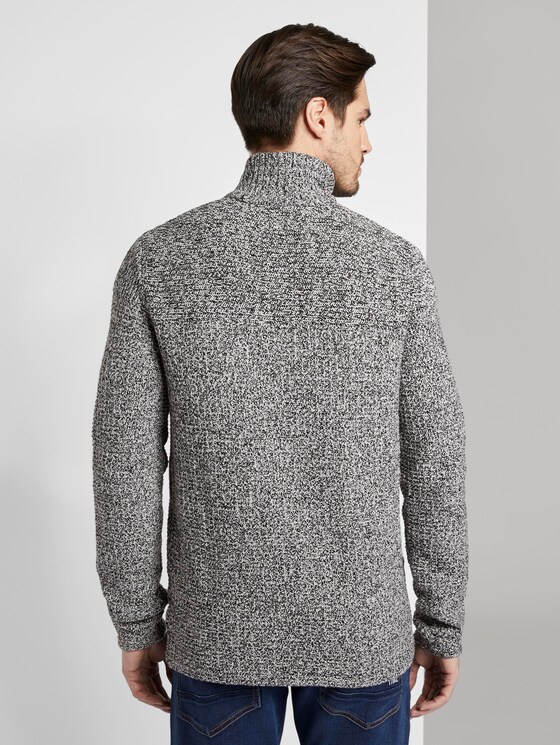 Trui met Troyer-kraag - Mannen - black light grey white mouline Trui met Troyer-kraag - Mannen - black light grey white mouline - 2 - TOM TAILOR