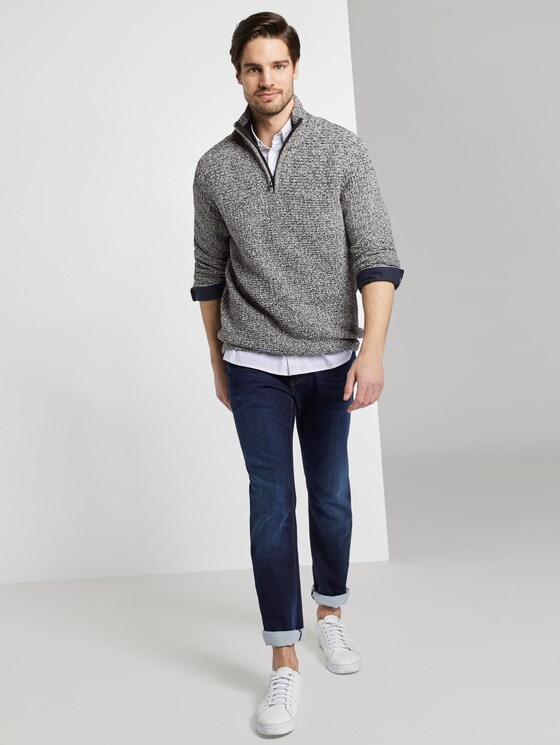 Trui met Troyer-kraag - Mannen - black light grey white mouline Trui met Troyer-kraag - Mannen - black light grey white mouline - 3 - TOM TAILOR