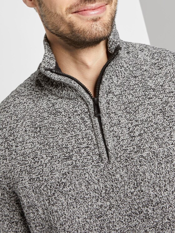 Trui met Troyer-kraag - Mannen - black light grey white mouline Trui met Troyer-kraag - Mannen - black light grey white mouline - 9 - TOM TAILOR