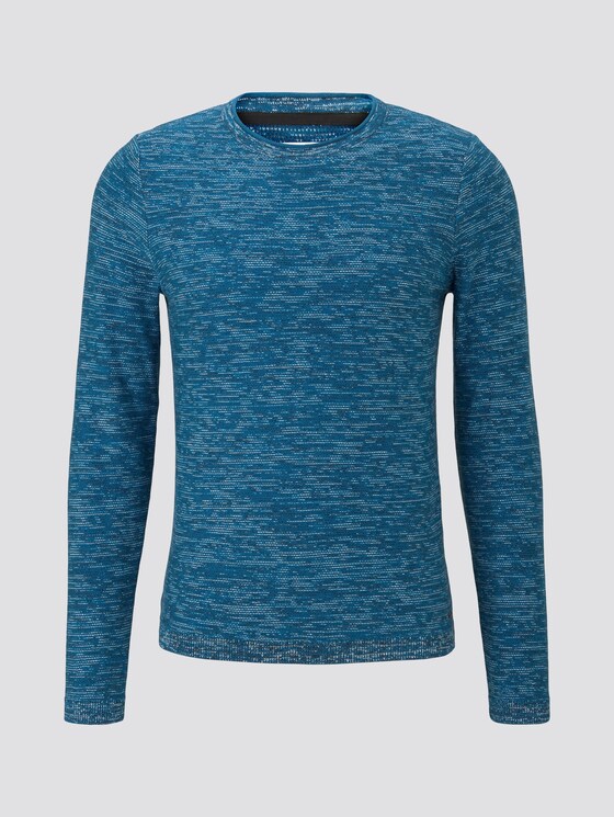 Trui in melange look - Mannen - teal black multi structure Trui in melange look - Mannen - teal black multi structure - 7 - TOM TAILOR