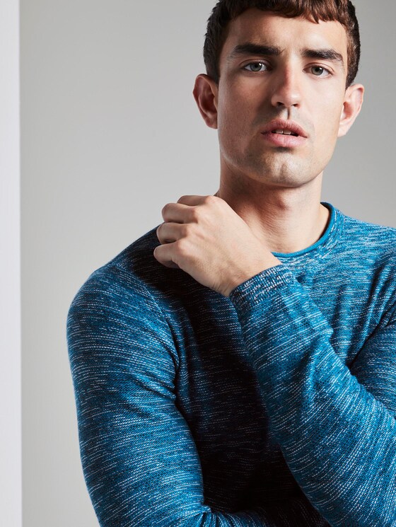 Trui in melange look - Mannen - teal black multi structure Trui in melange look - Mannen - teal black multi structure - 9 - TOM TAILOR