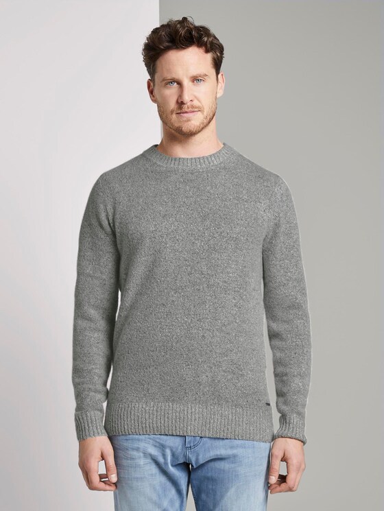 Gebreide trui met wol - Mannen - Grey Heather Melange Gebreide trui met wol - Mannen - Grey Heather Melange - 1 - TOM TAILOR