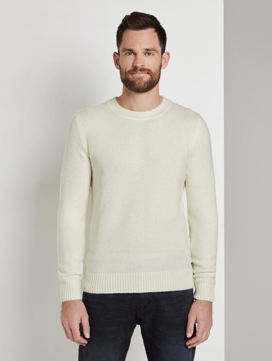 Schlichter Strickpullover - Männer - vanilla white Schlichter Strickpullover - Männer - vanilla white - 1 - TOM TAILOR