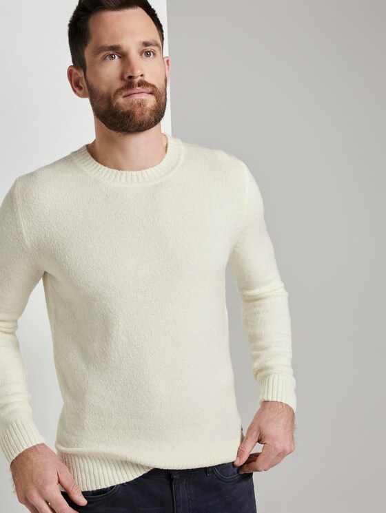 Schlichter Strickpullover - Männer - vanilla white Schlichter Strickpullover - Männer - vanilla white - 5 - TOM TAILOR