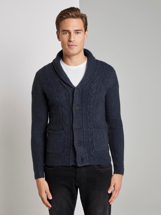 Gebreid jack met structuurmix - Mannen - blue nep yarn Gebreid jack met structuurmix - Mannen - blue nep yarn - 1 - TOM TAILOR