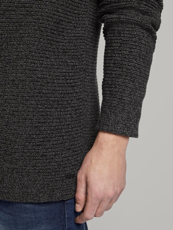 Trui met gebreid patroon - Mannen - black anthra grey mouline Trui met gebreid patroon - Mannen - black anthra grey mouline - 10 - TOM TAILOR