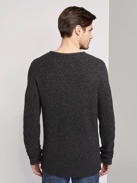 Trui met gebreid patroon - Mannen - black anthra grey mouline Trui met gebreid patroon - Mannen - black anthra grey mouline - 2 - TOM TAILOR