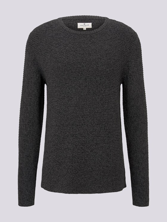 Trui met gebreid patroon - Mannen - black anthra grey mouline Trui met gebreid patroon - Mannen - black anthra grey mouline - 7 - TOM TAILOR