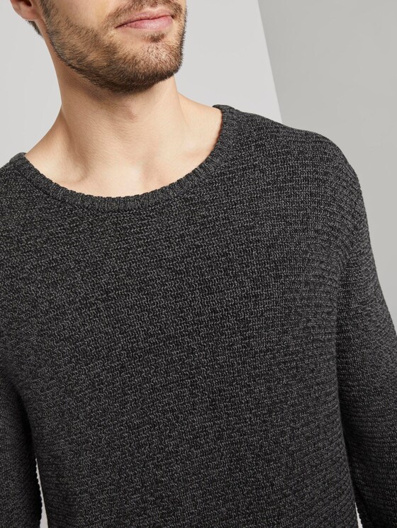 Trui met gebreid patroon - Mannen - black anthra grey mouline Trui met gebreid patroon - Mannen - black anthra grey mouline - 9 - TOM TAILOR