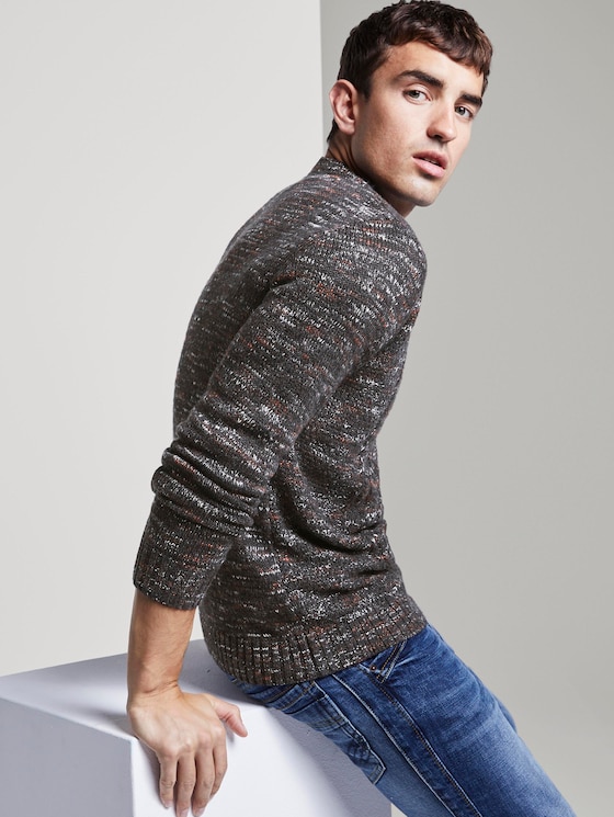 Pullover mit Zopfmuster - Männer - dark grey space dye Pullover mit Zopfmuster - Männer - dark grey space dye - 5 - TOM TAILOR