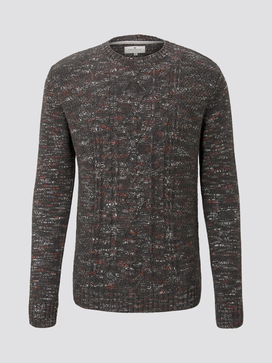 Pullover mit Zopfmuster - Männer - dark grey space dye Pullover mit Zopfmuster - Männer - dark grey space dye - 7 - TOM TAILOR
