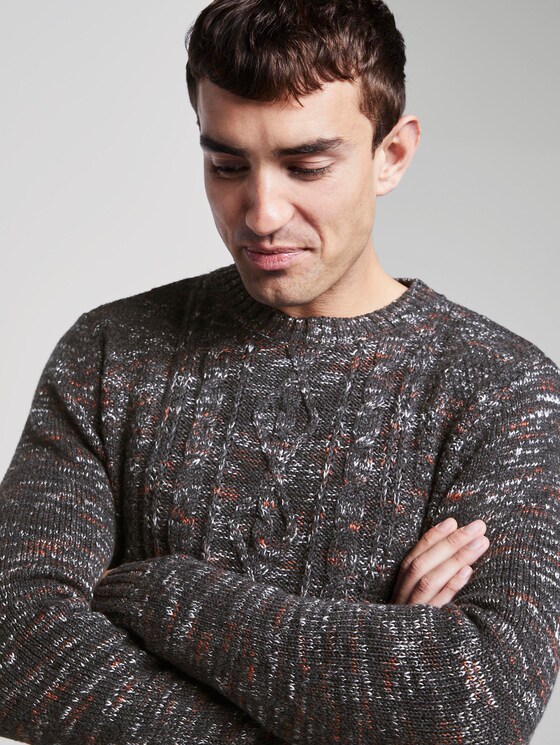 Pullover mit Zopfmuster - Männer - dark grey space dye Pullover mit Zopfmuster - Männer - dark grey space dye - 9 - TOM TAILOR