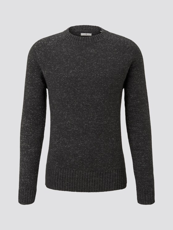 Trui met ronde hals - Mannen - black grey knitted structure Trui met ronde hals - Mannen - black grey knitted structure - 7 - TOM TAILOR