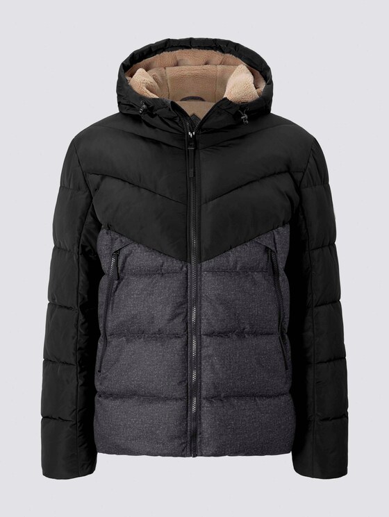 Puffer jacket with hood - Men - grey check print Puffer jacket with hood - Men - grey check print - 7 - TOM TAILOR Denim