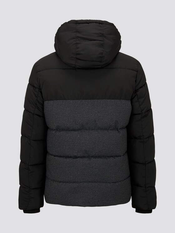 Puffer jacket with hood - Men - grey check print Puffer jacket with hood - Men - grey check print - 8 - TOM TAILOR Denim