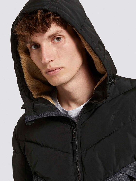 Puffer jacket with hood - Men - grey check print Puffer jacket with hood - Men - grey check print - 9 - TOM TAILOR Denim