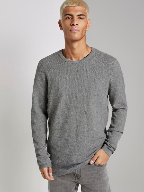Gebreide trui met een fijne structuur - Mannen - Heather Grey Melange Gebreide trui met een fijne structuur - Mannen - Heather Grey Melange - 5 - TOM TAILOR Denim
