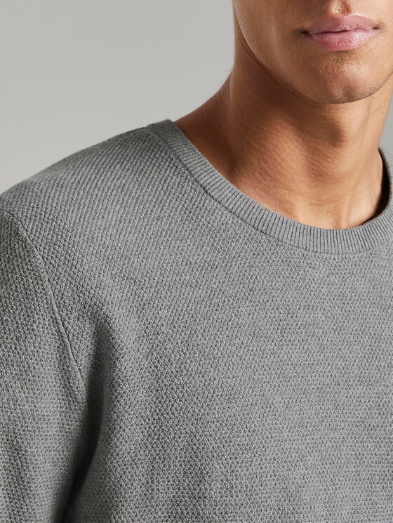 Gebreide trui met een fijne structuur - Mannen - Heather Grey Melange Gebreide trui met een fijne structuur - Mannen - Heather Grey Melange - 9 - TOM TAILOR Denim