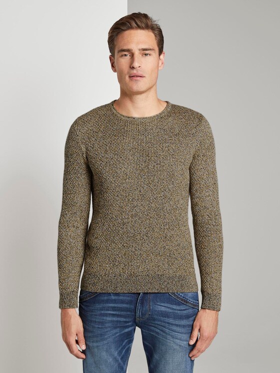 Strukturierter Pullover - Männer - navy mouline structure Strukturierter Pullover - Männer - navy mouline structure - 1 - TOM TAILOR