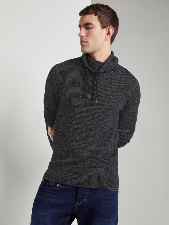 Strukturierter Hoodie - Männer - black mouline structure Strukturierter Hoodie - Männer - black mouline structure - 5 - TOM TAILOR