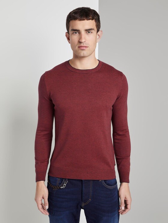 gestreifter Pullover - Männer - red fine stripe gestreifter Pullover - Männer - red fine stripe - 1 - TOM TAILOR